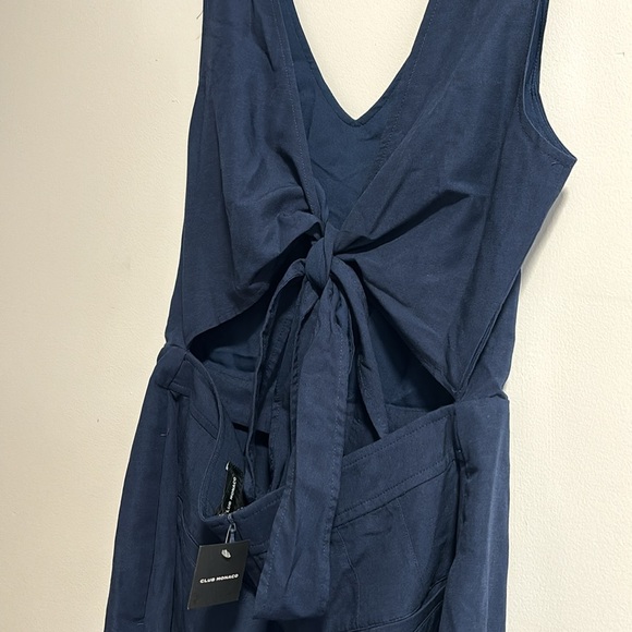 Club Monaco Womens Madria Romper Sz 8 Navy Blue Crepe V-back Coastal NWT - Picture 6 of 8